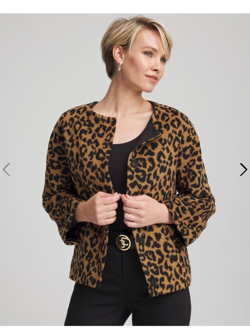 Chico's Leopard Print Cocoon Jacket in Camel and Black New with tags.